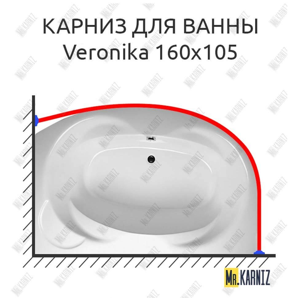 Карниз для ванны Relisan Veronika 160х105 Усиленный 20 мм MrKARNIZ